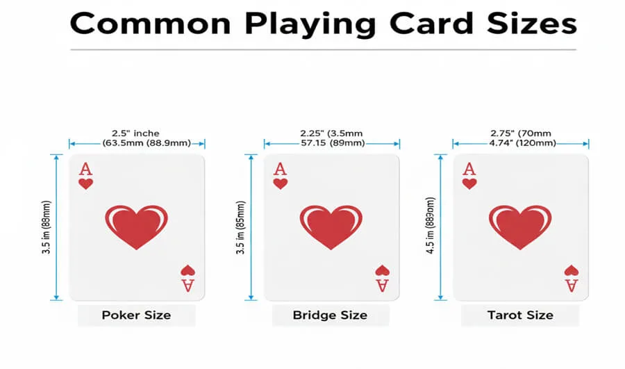 standard playing card size poker bridge tarot